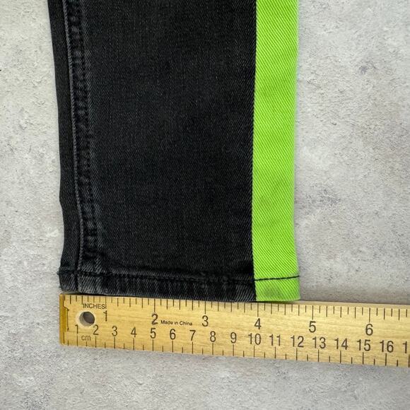 Rag & Bone Jeans Women's 25 Black Green Tuxedo Stripe Black Lime Pants READ - Picture 12 of 12